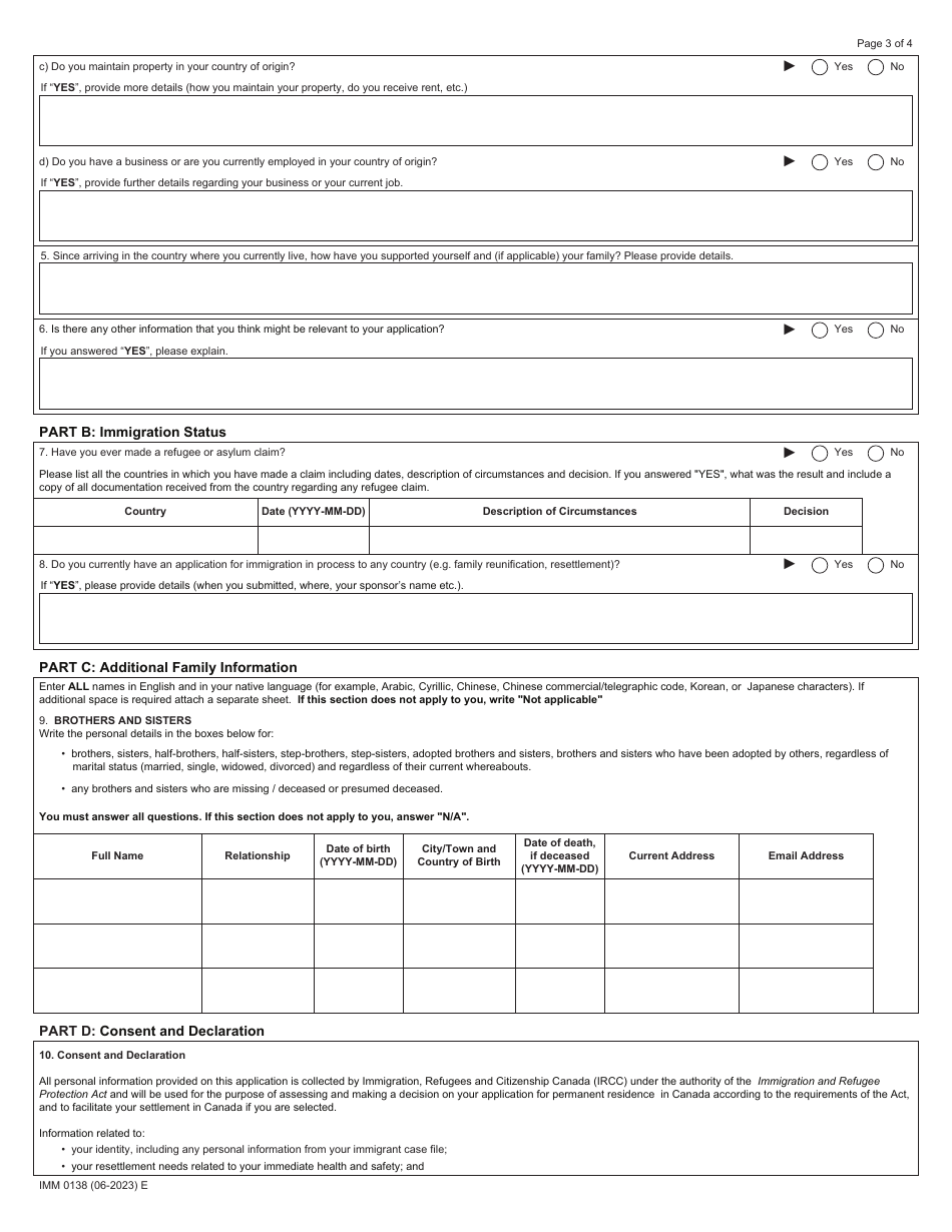 Form IMM0138 Schedule 20 Economic Mobility Pathways Pilot - Canada, Page 3