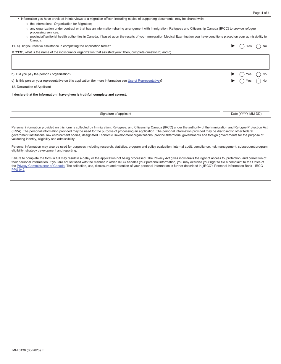 Form IMM0138 Schedule 20 Economic Mobility Pathways Pilot - Canada, Page 4