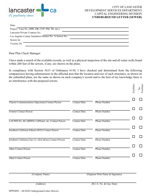 Form DPW0093  Printable Pdf