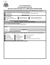 Air Pollution Control Act Compliance Review Form - City of Philadelphia, Pennsylvania