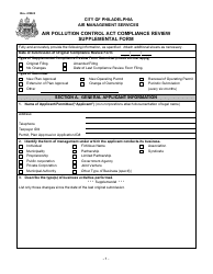 Air Pollution Control Act Compliance Review Supplemental Form - City of Philadelphia, Pennsylvania