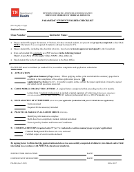 Document preview: Form PH-4240 Paramedic Student Folder Checklist - Tennessee
