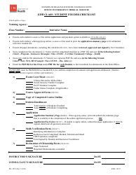 Document preview: Form PH-3855 Emr Class/Student Folder Checklist - Tennessee