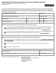 Document preview: Form SFN60363 Temporary Restricted License/Twenty-Four Seven Sobriety Program - North Dakota