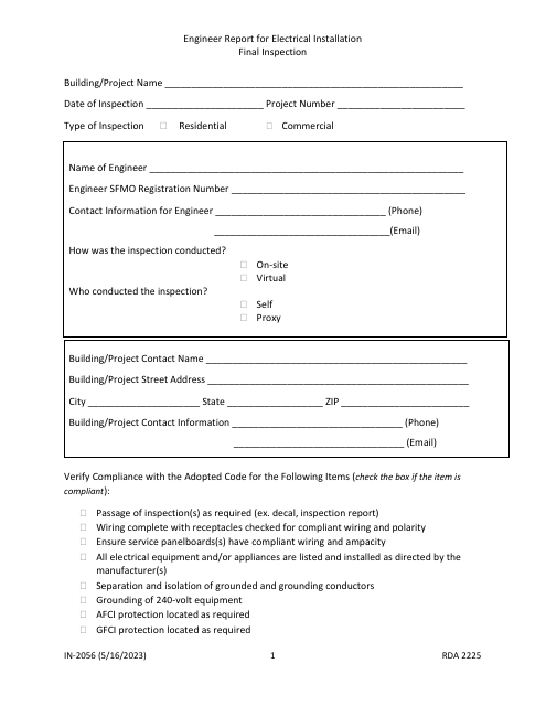 Form IN-2056  Printable Pdf