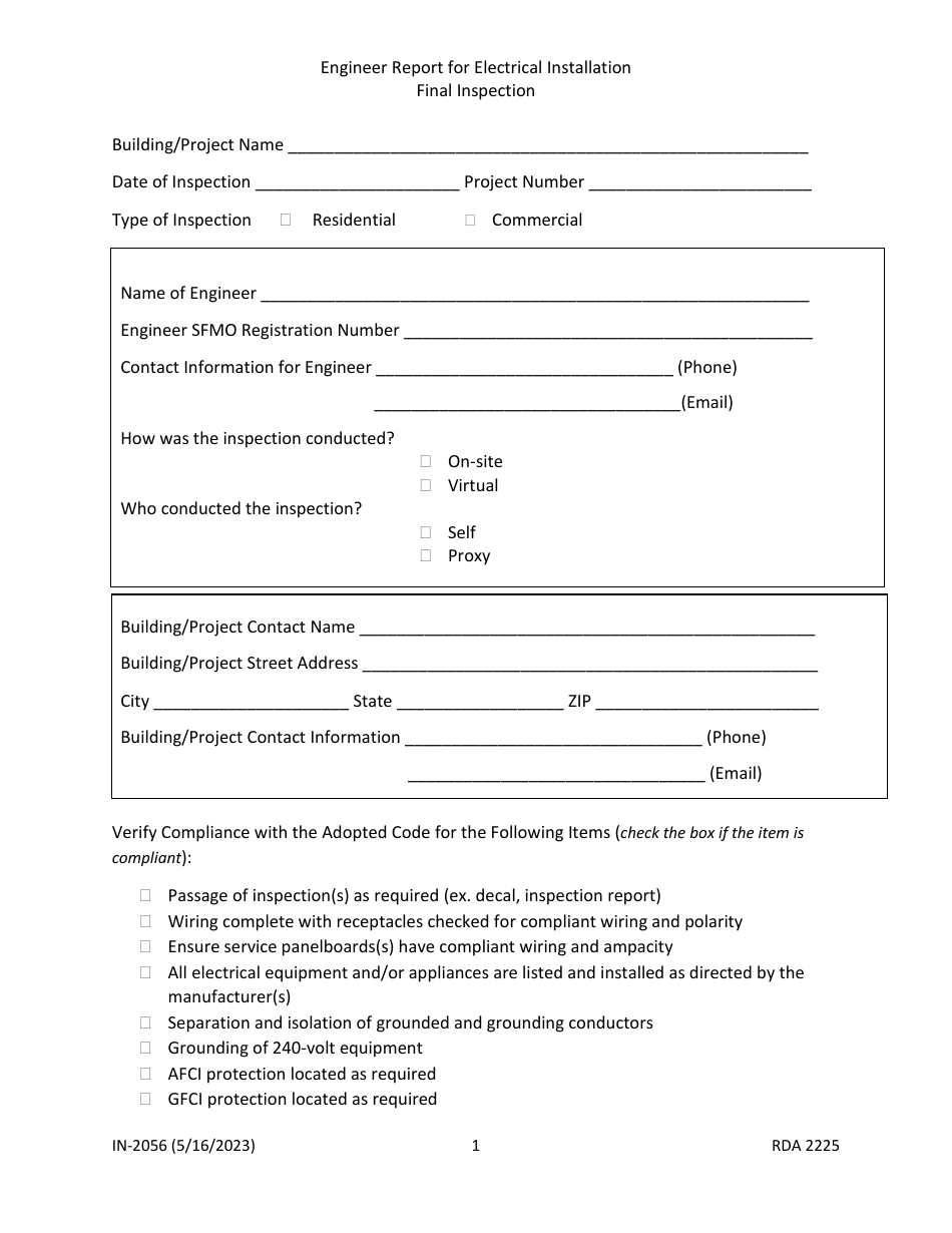 Form IN-2056 - Fill Out, Sign Online and Download Printable PDF ...