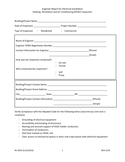 Form IN-2059  Printable Pdf
