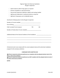 Form IN-2060 Engineer Report for Electrical Installation - Rough-In Inspection - Tennessee, Page 2