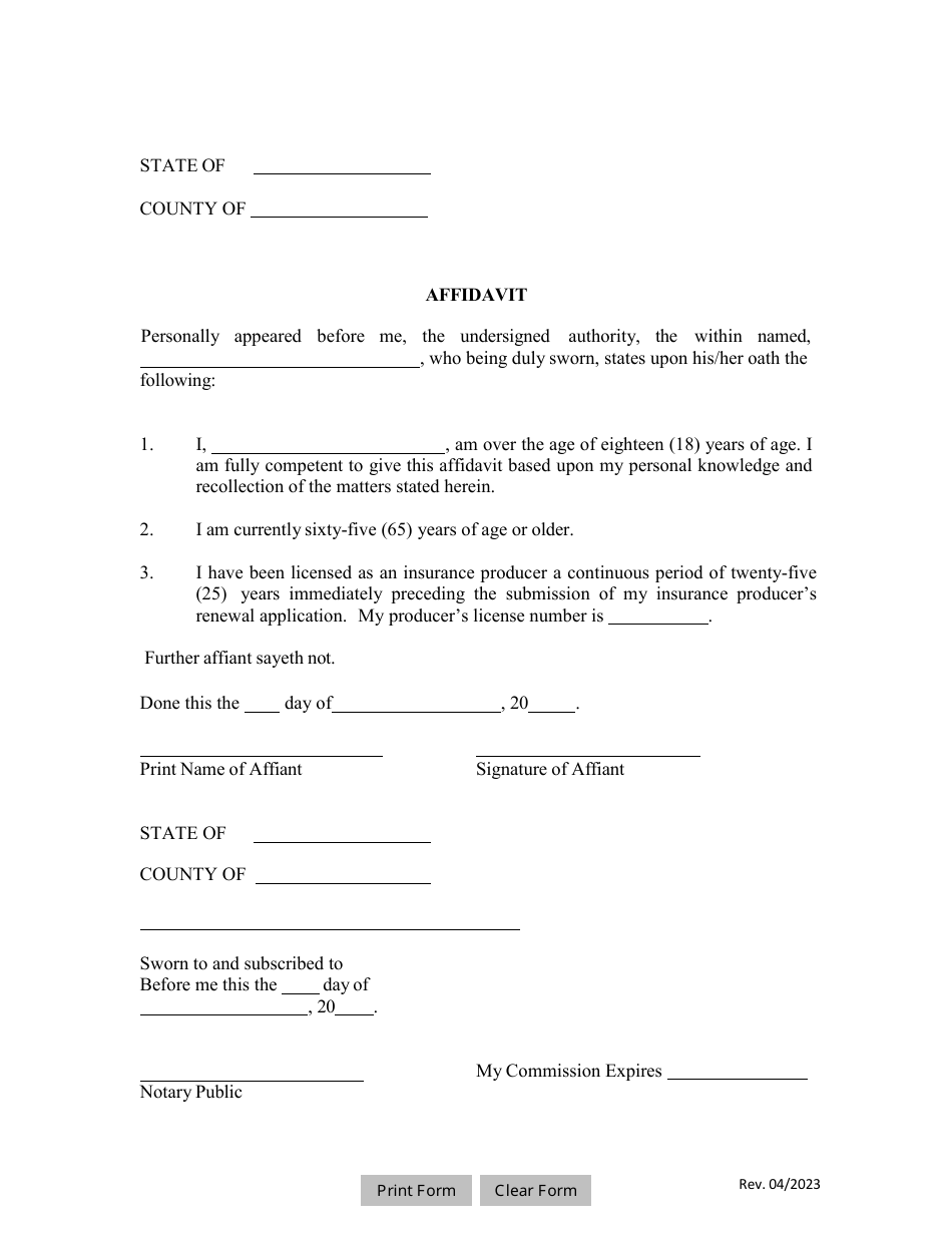 Mississippi Insurance Producer Ce Waiver Affidavit - Fill Out, Sign ...