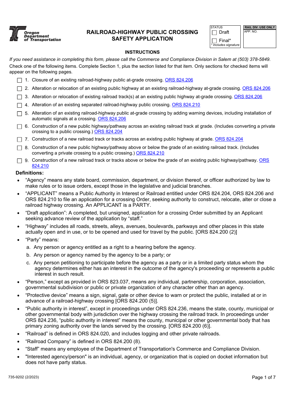 Form 735-9202 Download Fillable PDF or Fill Online Railroad-Highway ...