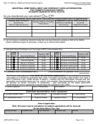 Form CDPH8678 IH Industrial Hemp Enrollment and Oversight (Iheo) Autorization for Cosmetics Manufacturers - California