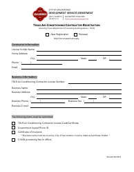 Document preview: Texas Air Conditioning Contractor Registration - City of San Antonio, Texas
