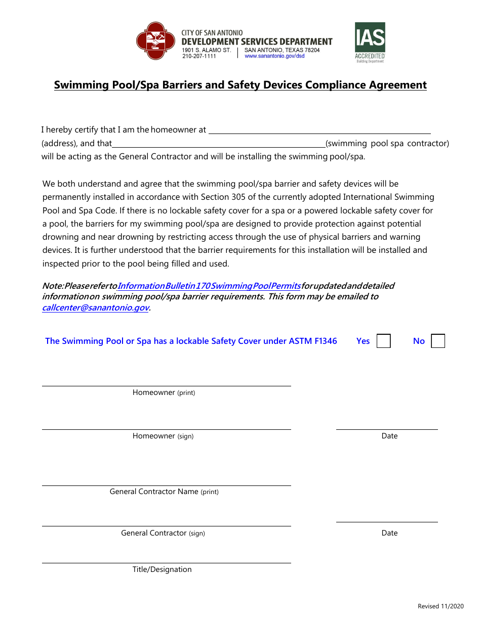 Residential Swimming Pool SPA Permit Application - City of San Antonio, Texas, Page 3