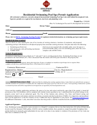Document preview: Residential Swimming Pool SPA Permit Application - City of San Antonio, Texas