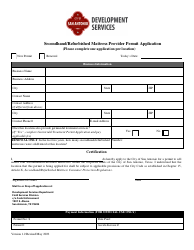 Document preview: Secondhand/Refurbished Mattress Provider Permit Application - City of San Antonio, Texas