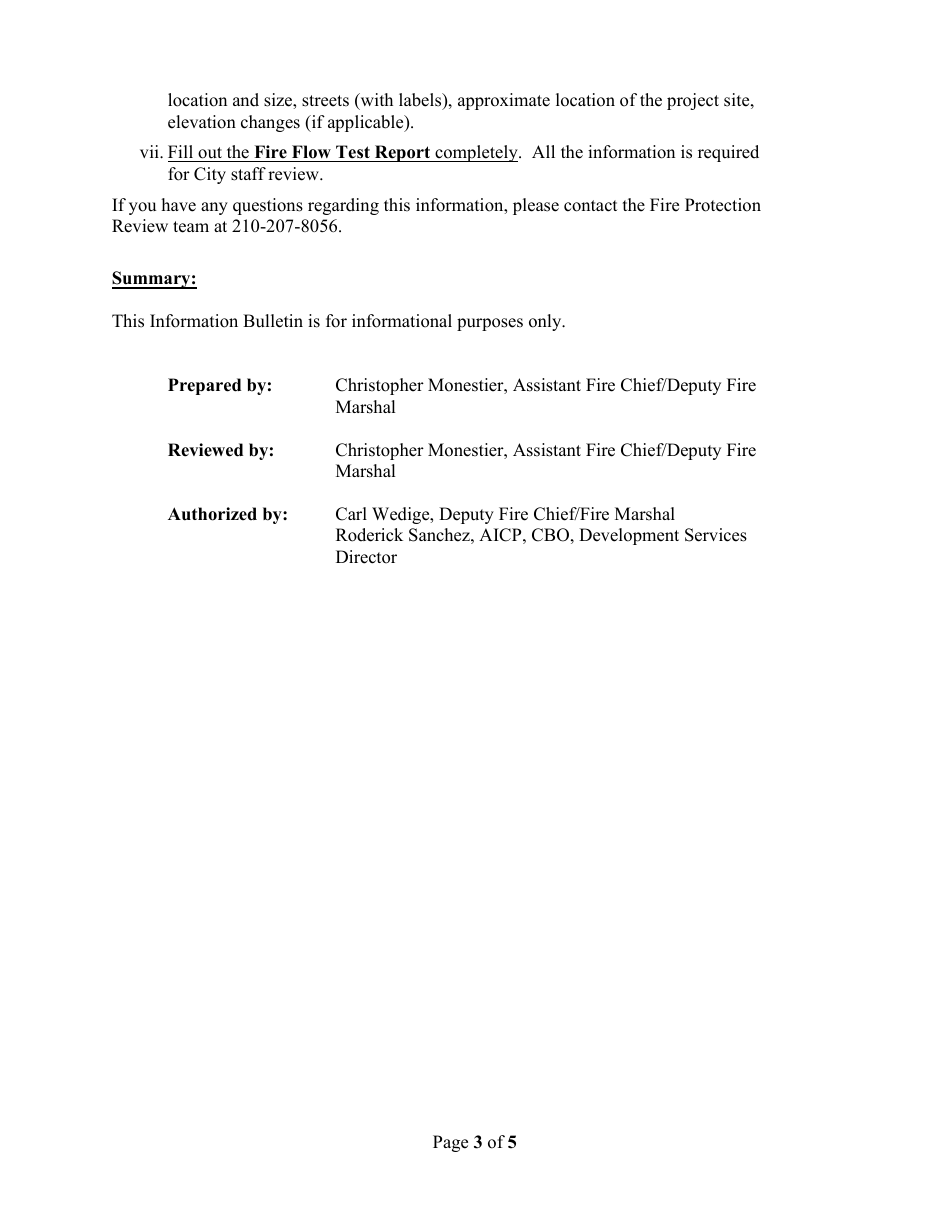 Fire Flow Test Report - City of San Antonio, Texas, Page 3