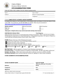 Document preview: Form MVE-103 (MD-FR-103) Eye Examination Form - Maine