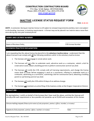 Inactive License Status Request Form - Oregon