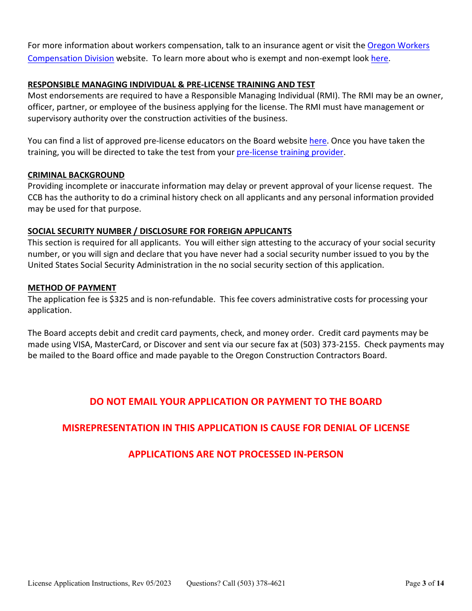 License Application for Limited Liability Company (LLC), Corporation, or Trust (Residential, Commercial or Dual Endorsement) - Oregon, Page 3