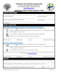 Document preview: Individual Name Change Request Form - Oregon