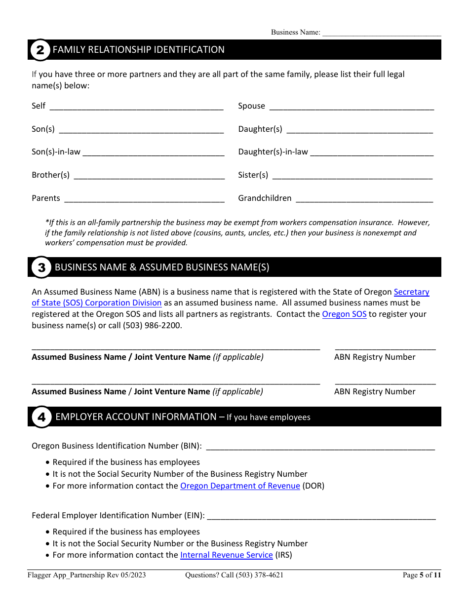 Oregon Partnership or Joint Venture Flagging Contractor License