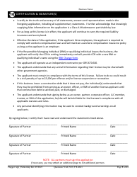 Partnership or Joint Venture Flagging Contractor License Application - Oregon, Page 9