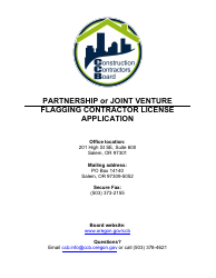 Document preview: Partnership or Joint Venture Flagging Contractor License Application - Oregon