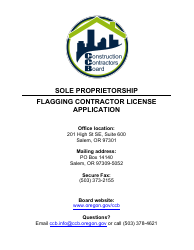Document preview: Flagging Contractor License Application for Sole Proprietorship - Oregon