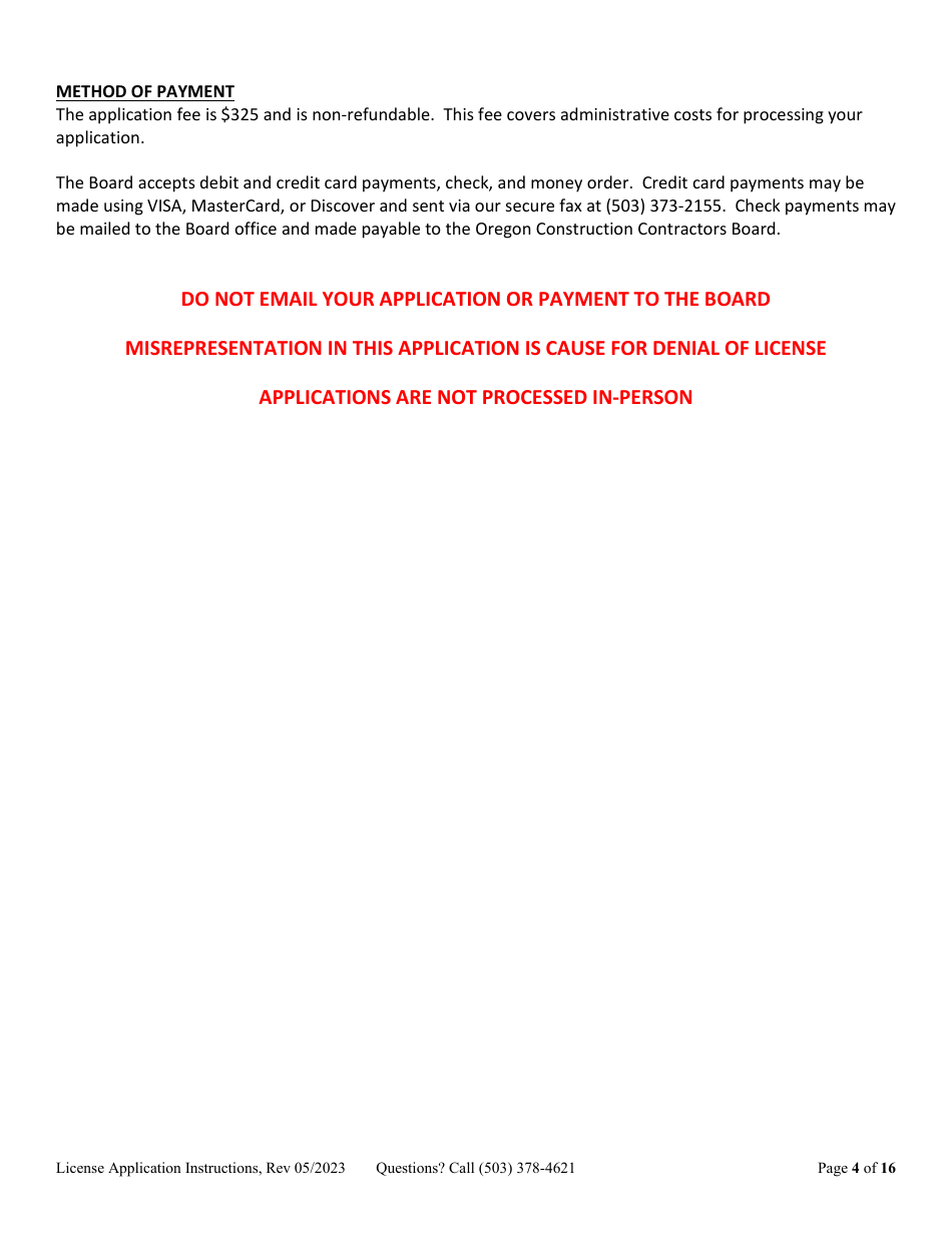 License Application Limited Liability Partnership (LLP ) or Limited Partnership (Lp) (Residential, Commercial or Dual Endorsement) - Oregon, Page 4
