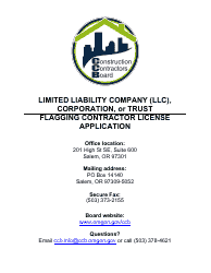 Flagging Contractor License Application for Limited Liability Company (LLC), Corporation, or Trust - Oregon