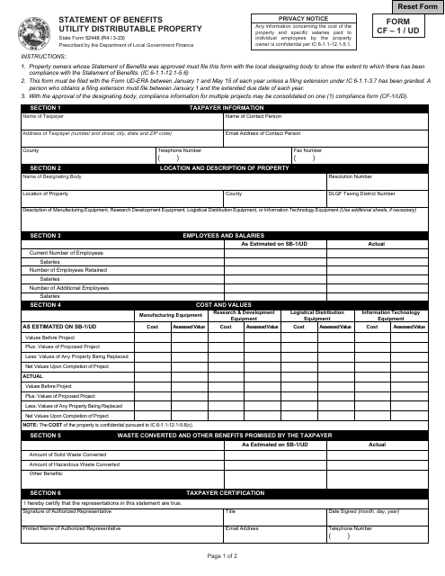 State Form 52448 (CF-1/UD)  Printable Pdf