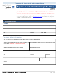 Document preview: Forme PCTFA-001 Formulaire De Demande De Paiement Conjointe - Programme De Credit De Taxes Foncieres Agricoles (Pctfa) - Quebec, Canada (French)