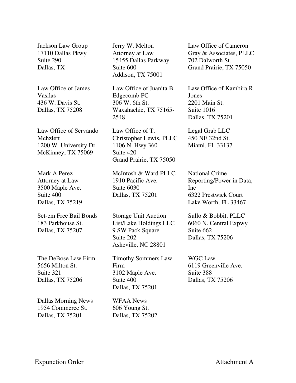 Order Granting Expunction - Dallas County, Texas, Page 12