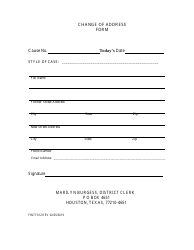 Document preview: Form FINTF012 Change of Address Form - Harris County, Texas