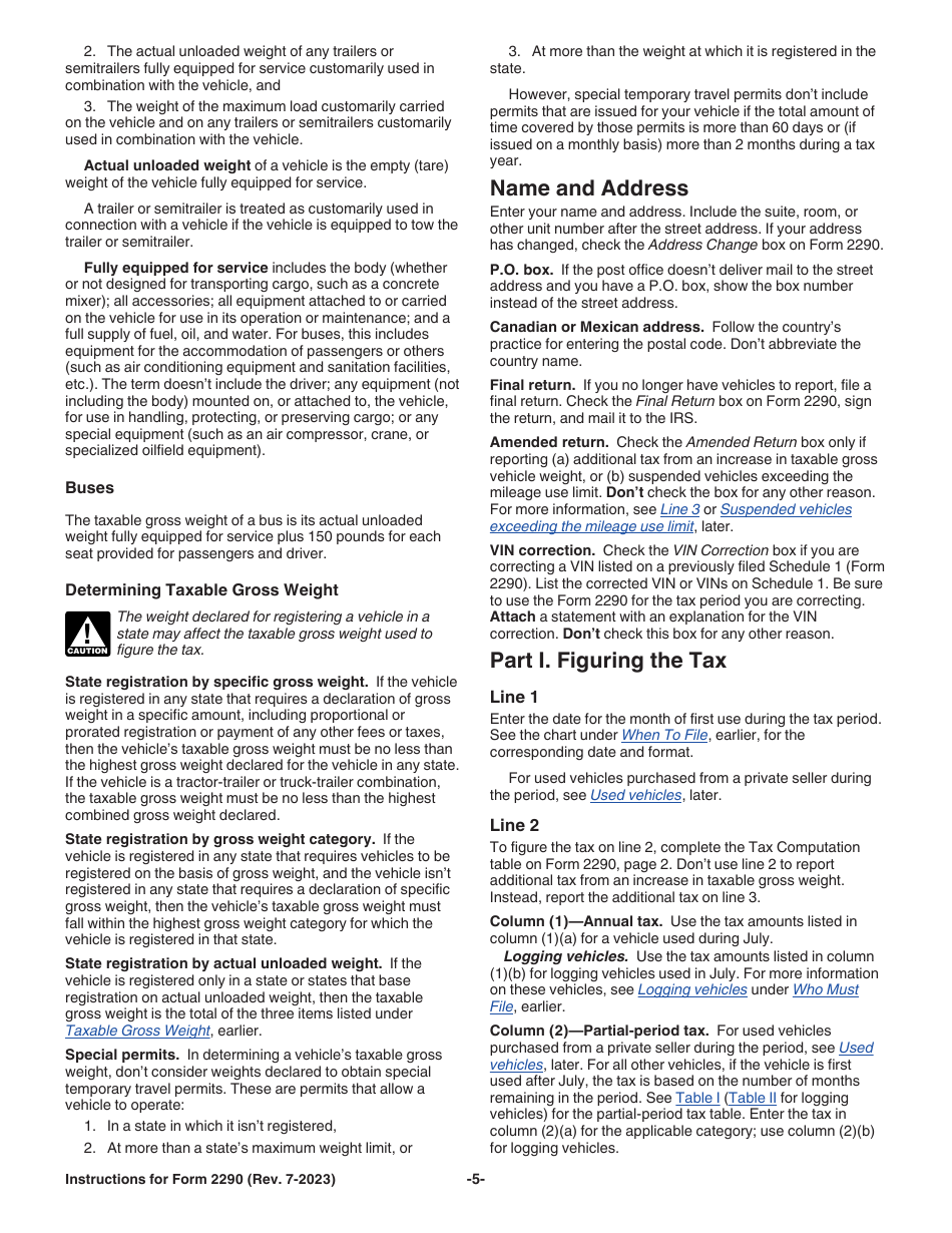 Instructions for IRS Form 2290 Heavy Highway Vehicle Use Tax Return, Page 7