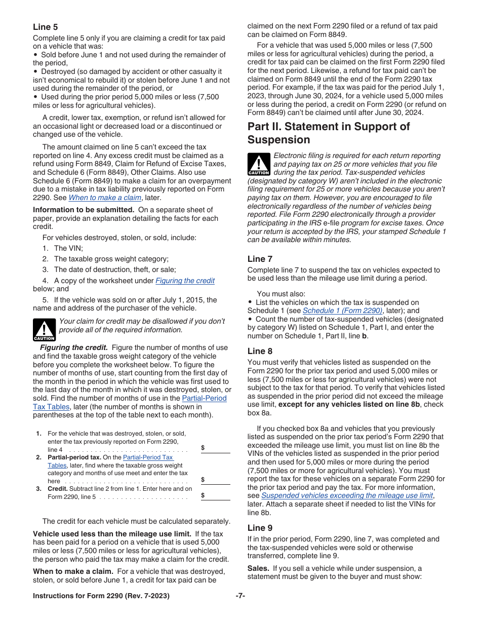 Instructions for IRS Form 2290 Heavy Highway Vehicle Use Tax Return, Page 9