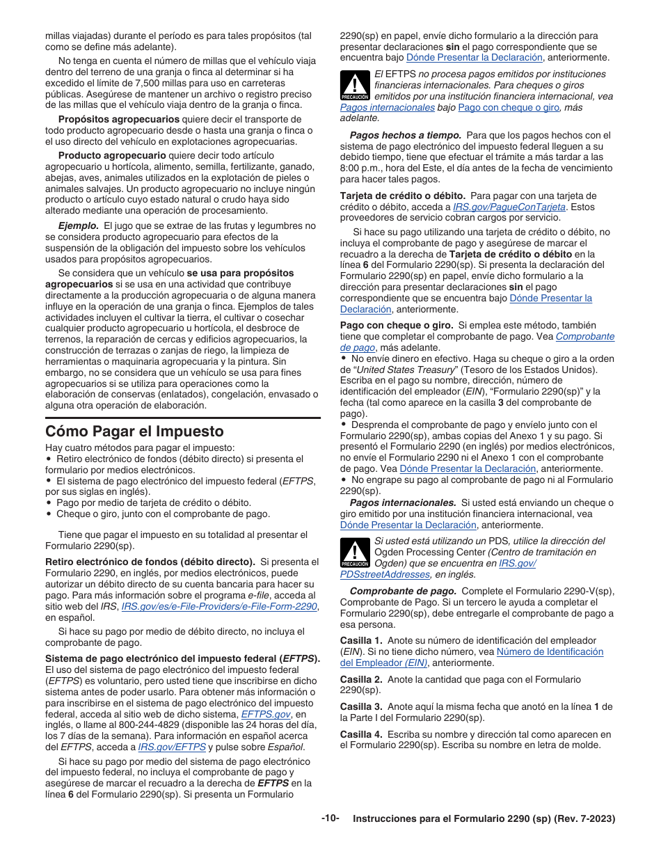 Instrucciones para IRS Formulario 2290 (SP) Declaracion Del Impuesto Sobre El Uso De Vehiculos Pesados En Las Carreteras (Spanish), Page 12