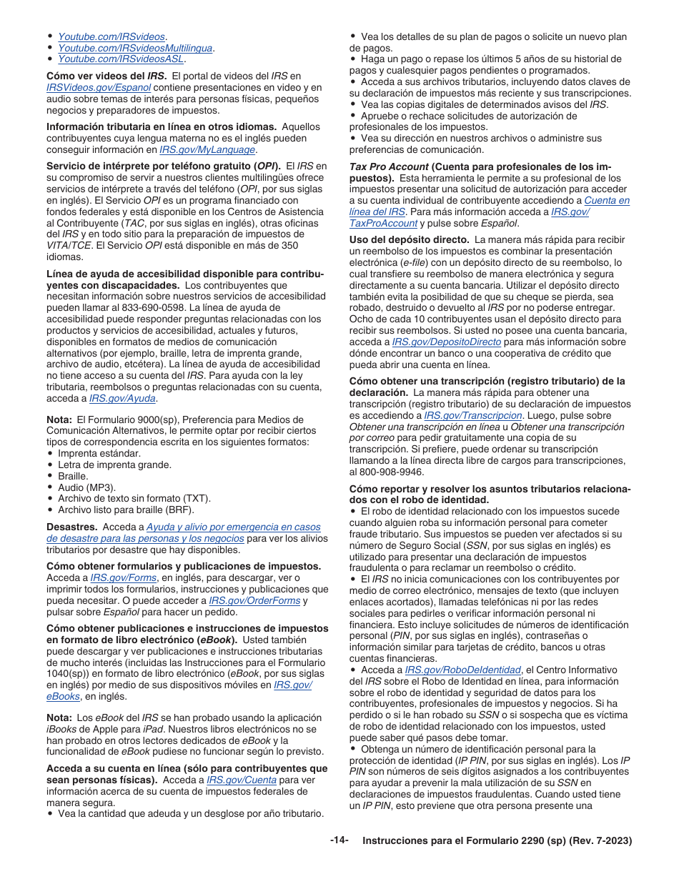 Instrucciones para IRS Formulario 2290 (SP) Declaracion Del Impuesto Sobre El Uso De Vehiculos Pesados En Las Carreteras (Spanish), Page 16