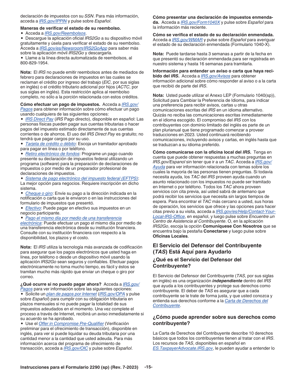 Instrucciones para IRS Formulario 2290 (SP) Declaracion Del Impuesto Sobre El Uso De Vehiculos Pesados En Las Carreteras (Spanish), Page 17