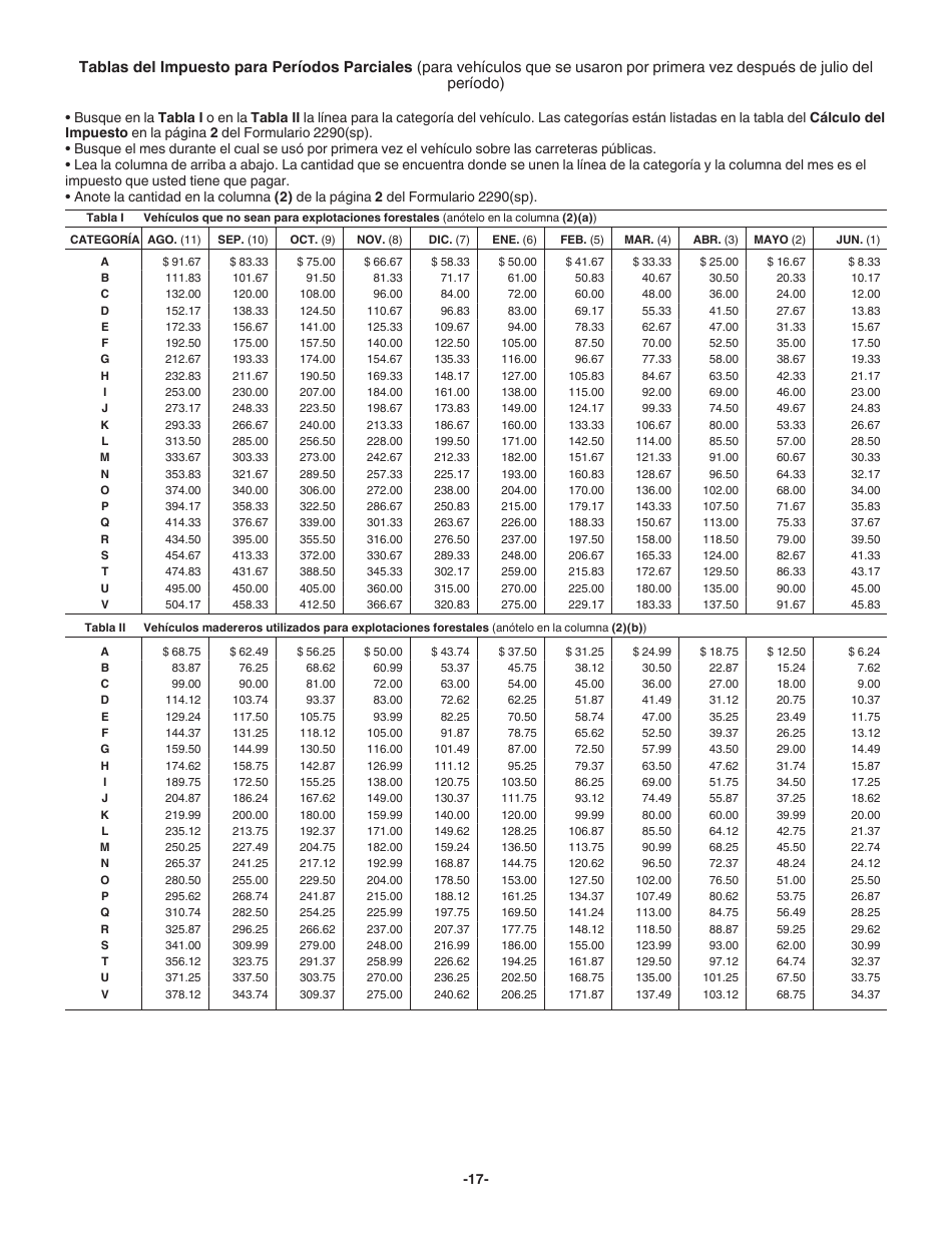 Instrucciones para IRS Formulario 2290 (SP) Declaracion Del Impuesto Sobre El Uso De Vehiculos Pesados En Las Carreteras (Spanish), Page 19