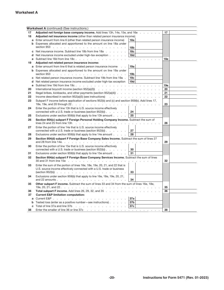 Download Instructions for IRS Form 5471 Information Return of U.S ...