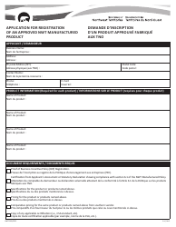 Document preview: Form NWT9395 Application for Registration of an Approved Nwt Manufactured Product - Northwest Territories, Canada (English/French)