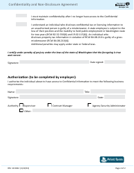 Form 10 0032 Confidentiality and Non-disclosure Agreement - Washington, Page 2