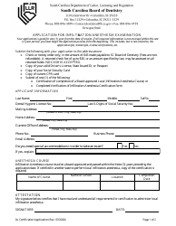 Application for Infiltration Anesthesia Examination - South Carolina, Page 3