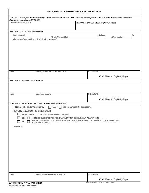 AETC Form 126A  Printable Pdf