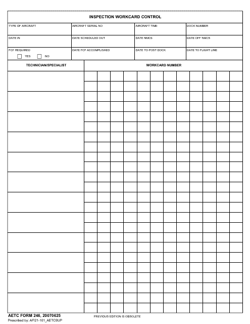 AETC Form 246 Inspection Workcard Control