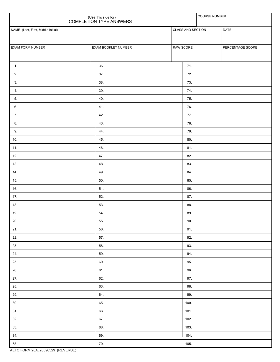 AETC Form 26A - Fill Out, Sign Online and Download Printable PDF ...