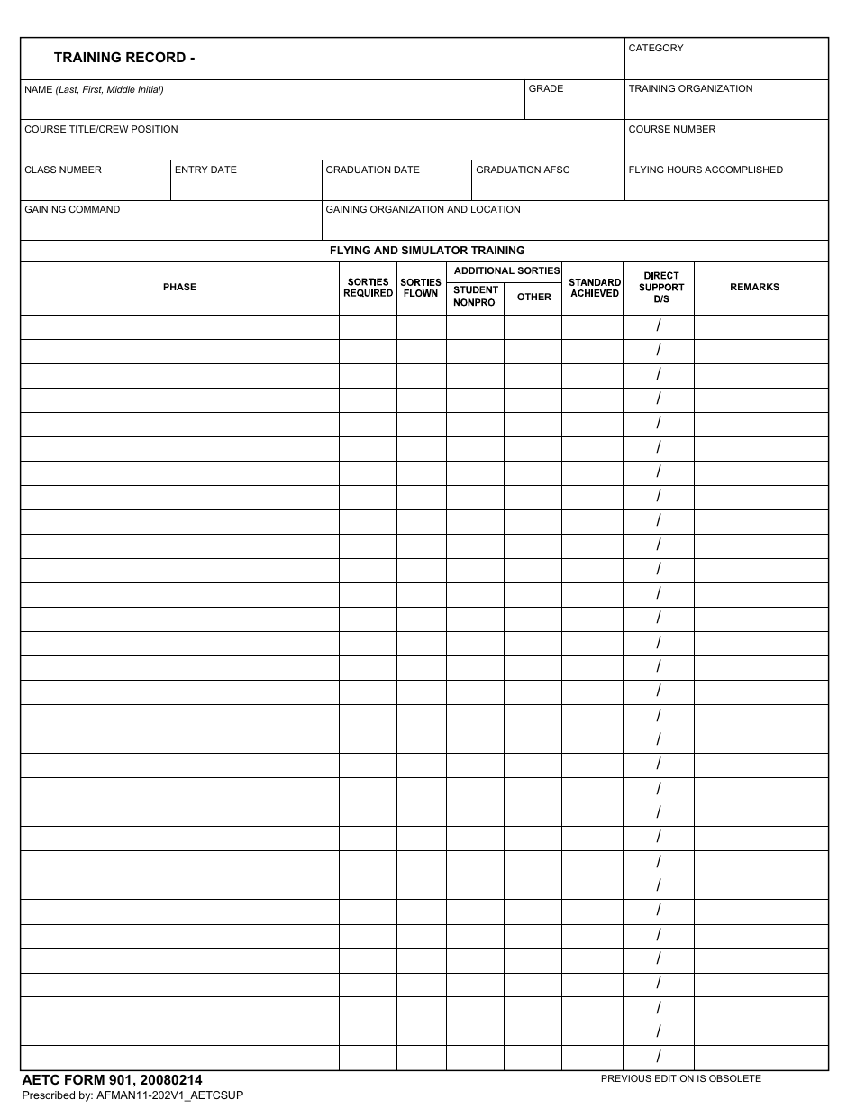 AETC Form 901 Training Record, Page 1