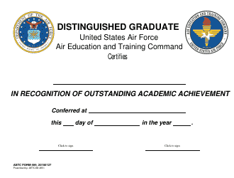 Document preview: AETC Form 499 Distinguished Graduate Certificate