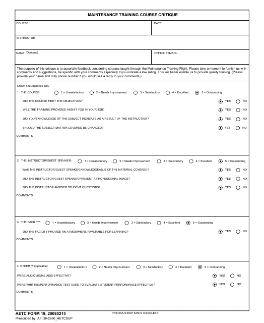 AETC Form 19  Printable Pdf
